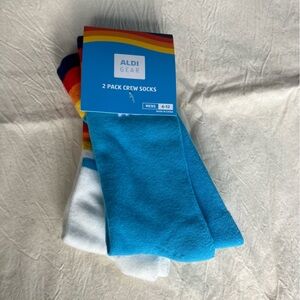 ALDI Crew Socks (2 pack) Men’s 6-12 Logo Blue & White Pairs New 2023